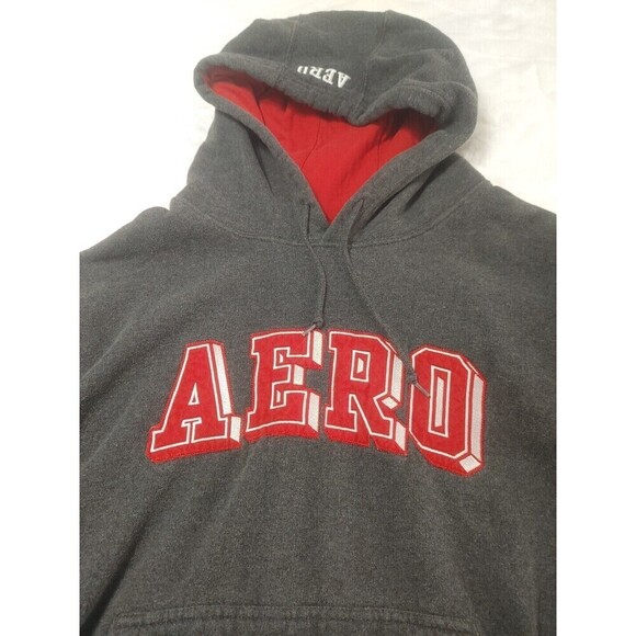 Aeropostale Men's Hoodie Long Sleeve Sweatshirt Gray Size L College Vintage - Picture 2 of 10